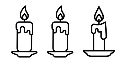 candle outline or line icon design bundle.