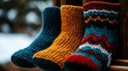 Cozy Knitted Socks in Autumnal Hues