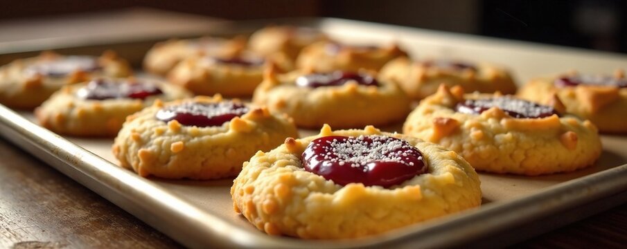 A fragrant cookie sheet filled with freshly baked treats, freshly baked treats, fragant cookies,