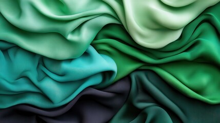 Obraz premium Vivid green silk fabric rippling gracefully