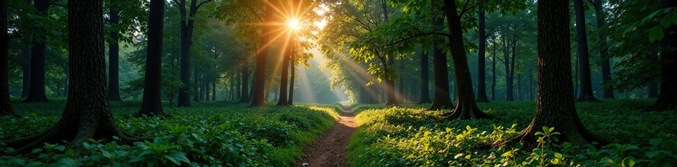 Dense foliage of Irati Forest Navarre at dusk, landscape, trees, nature