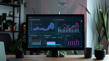 Dynamic business analytics dashboard featuring interactive charts graphs and data visualizations for financial reporting market research performance monitoring