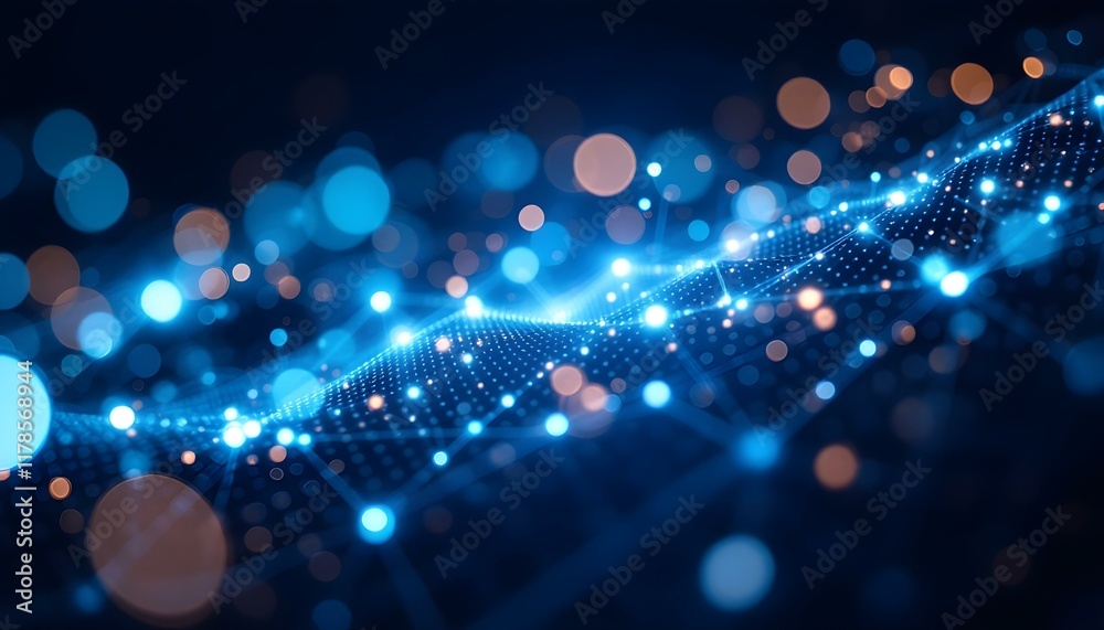 Aufkleber Abstract technology futuristic concept circle dot blue digital on hi tech future blue background network. Abstract technology background with circles. Big data, blockchain technology innovation