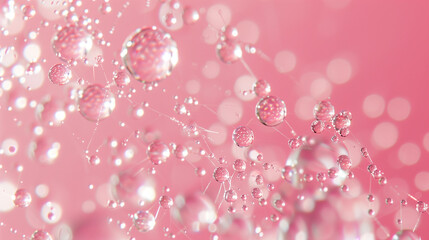 Abstract Pink Bubble Network with Soft Glowing Lights