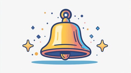 Golden bell illustration with sparkles.