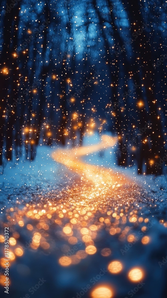 Wall mural a celestial forest with glowing trees whose branches form a luminous canopy. streams of liquid stard