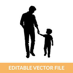silhouette with clipping path of father and son