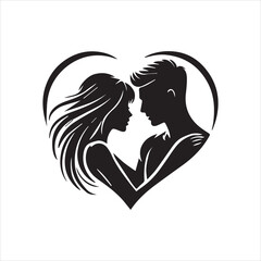 Silhouette of a Couple Icon Logo Vector on White Background
