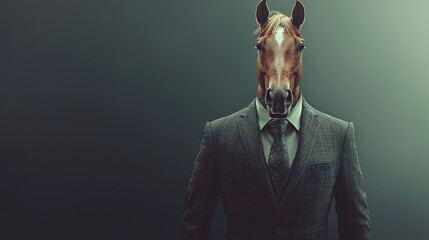Horse Head in Suit: Surreal Image
