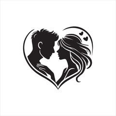 Silhouette of a Couple Icon Logo Vector on White Background
