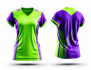 Lime Green and Purple Athletic Jersey Design: Modern Sportswear Mockup