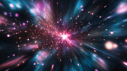 Abstract background with nebula and stars. Fractal art. 3D rendering.