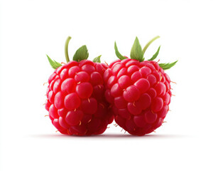 Fresh raspberries on a white background, perfect for healthy eating.