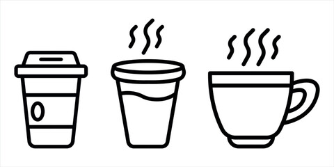 coffee-cup outline or line icon design bundle.
