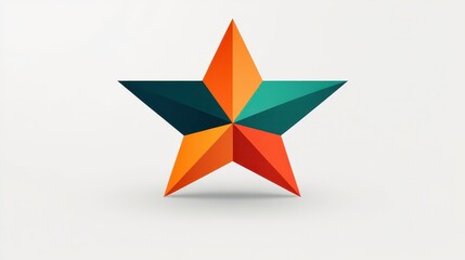Abstract five-pointed star with orange and teal segments.