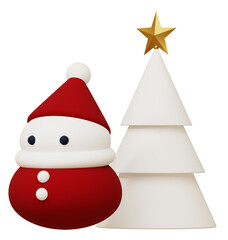 3D素材_サンタクロース_クリスマスツリー