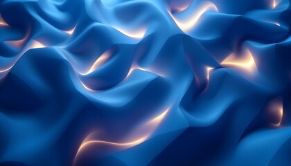 Obraz premium Abstract blue background with 3d glowing polygonal shapes. Futuristic metaverse digital cubes block technology network connection concept. Abstract background of futuristic wire mesh with glow effect