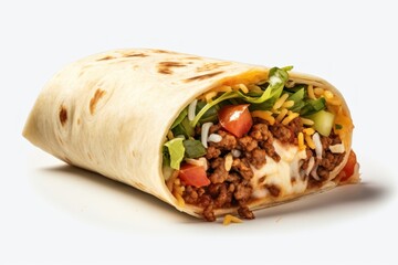 Burrito food white background mexican food.