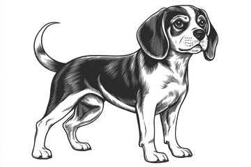 detailed illustration of Beagle dog, showcasing its playful nature and charm