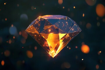 A diamond is lit up with a bright orange glow. The diamond is surrounded by a lot of fire, giving it a fiery and intense appearance