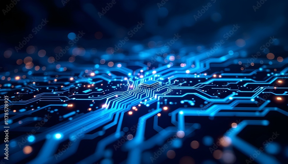 Poster high-tech circuit board background, abstract digital technology presentations, electronic components