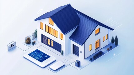 Smart home concept with remote control integration, accessible via a mobile app for convenient living. 