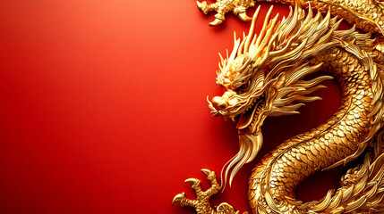 Obraz premium Golden Dragon: Chinese Mythology, Symbol of Power and Good Fortune