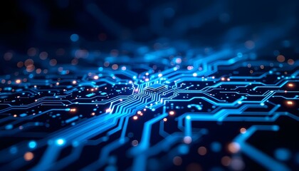 High-tech circuit board background, abstract digital technology presentations, electronic components, digital infrastructure, blue tech theme, modern electronics evolution expansion background image