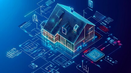 Smart home concept with remote control integration, accessible via a mobile app for convenient living. 