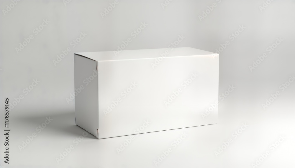 Aufkleber Blank white box mockup. Empty package for product design. Cardboard box in three-dimensional shape. Isolated on plain background. Realistic style. Useful for presentation of items. Versatile for