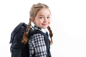 Smiling girl with backpack
