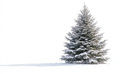 Fototapeta premium Snow-covered pine tree in winter, beautifully isolated with transparent background for seasonal designs.
