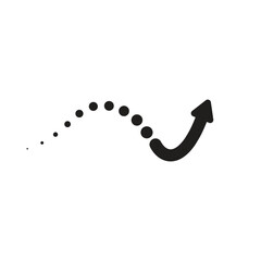 Black dot arrow icon on white background. Flat style arrow icon for your web site design, logo, app, UI. Arrow indicated the direction symbol