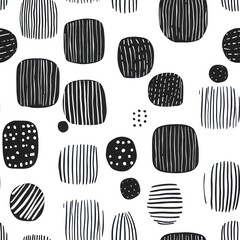 Abstract Black and White Geometric Seamless Pattern