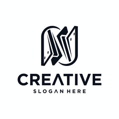 Vector steel logo design with future modern steel beam icon.