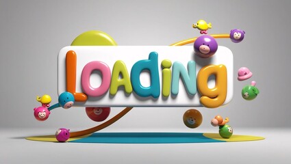 Playful Whimsical Loading Bar with Colorful Icons and Characters in Motion