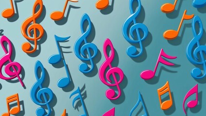 Colorful Musical Notes on a Vibrant Background for Creative Projects