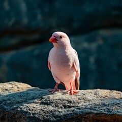 Pink Bird on Rock  Exotic Avian Wildlife  Nature Photography