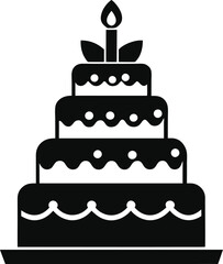 Layered Birthday Cake Silhouette Vector Artwork