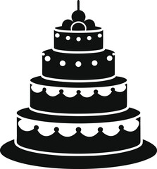 Layered Birthday Cake Silhouette Vector Artwork