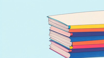 Vibrant Stack of Books Illustration: A Colorful, Playful Digital Painting. AI Generated