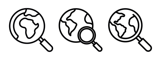 global-search outline or line icon design bundle.