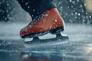 Dynamic Ice Skating Action in Winter Wonderland