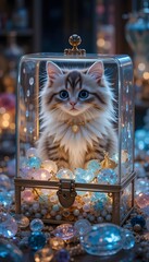 4k high quality Ai generative cat in a jewel box