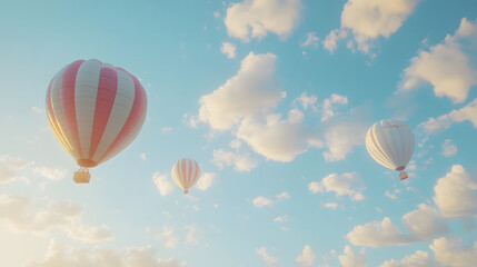 Obraz premium Colorful hot air balloons flying in the clear sky
