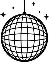 Disco ball vector silhouette, Disco ball icon, Disco ball with stars vector