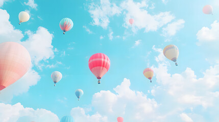 Obraz premium Colorful hot air balloons flying in the clear sky