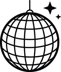 Disco ball vector silhouette, Disco ball icon, Disco ball with stars vector