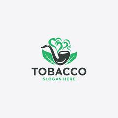 vector logo icon of cigarette pipe and tobacco leaf,original genuine tobacco leaf with natural color