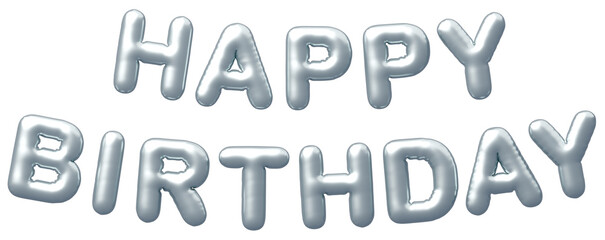 3D画像_風船_HAPPY BIRTHDAY_シルバー